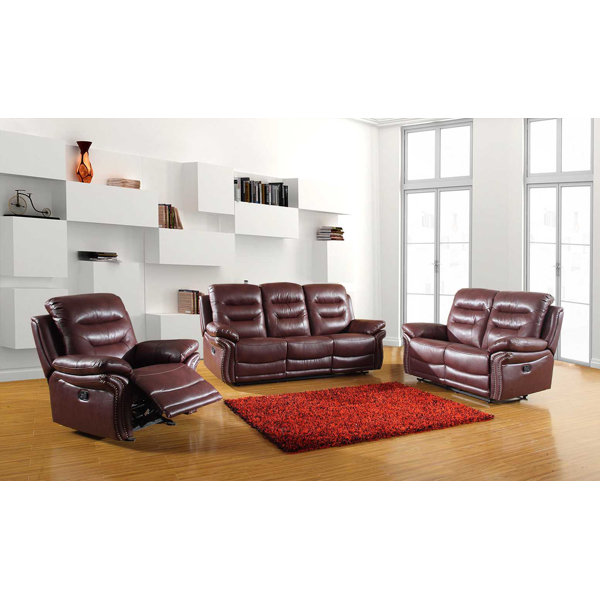 Winston Porter Ullery 3 Piece Faux Leather Reclining Living Room Set & Reviews Wayfair